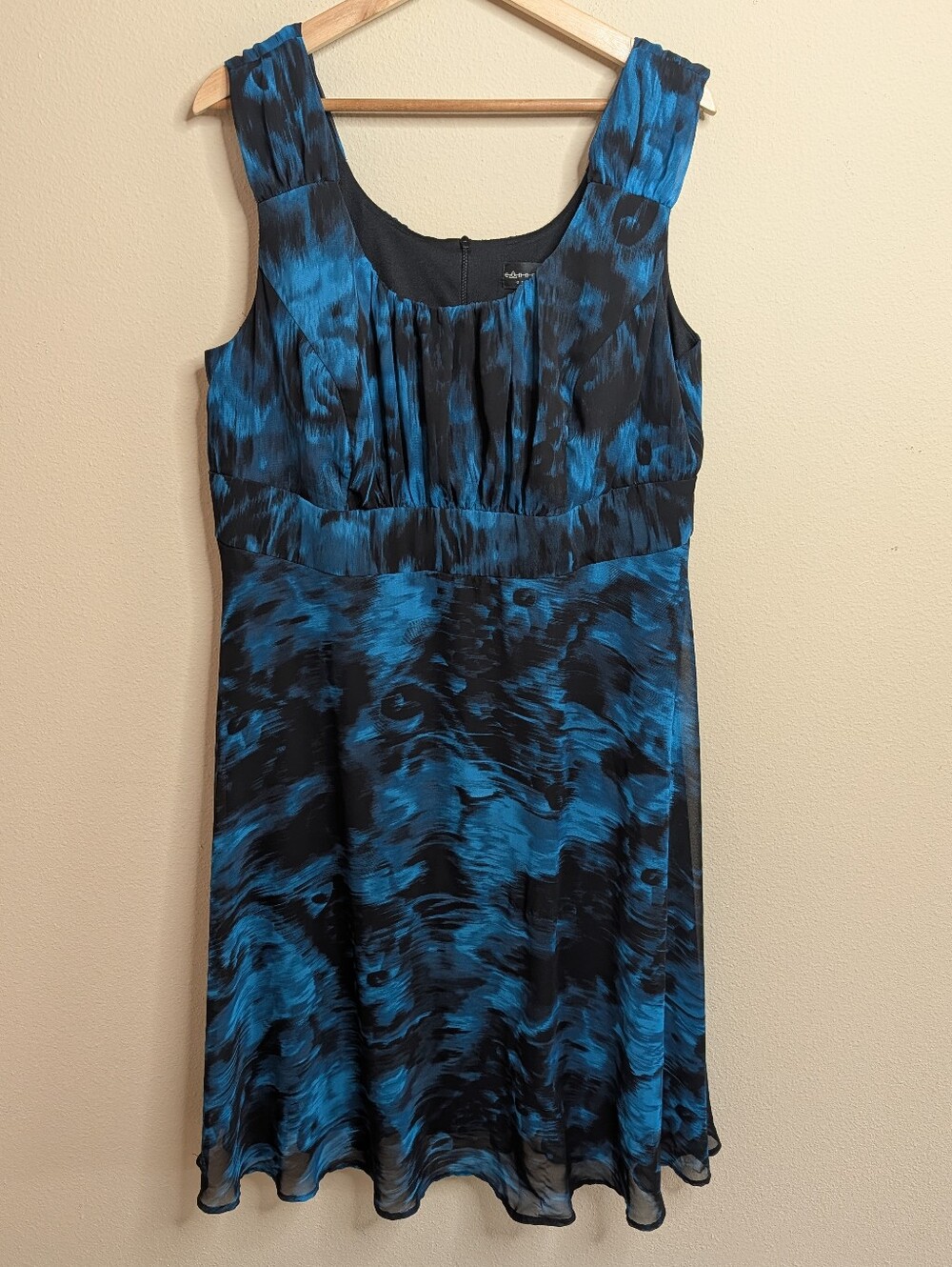 Connected Apparel Blue & Black Abstract Print Dress Size 16W